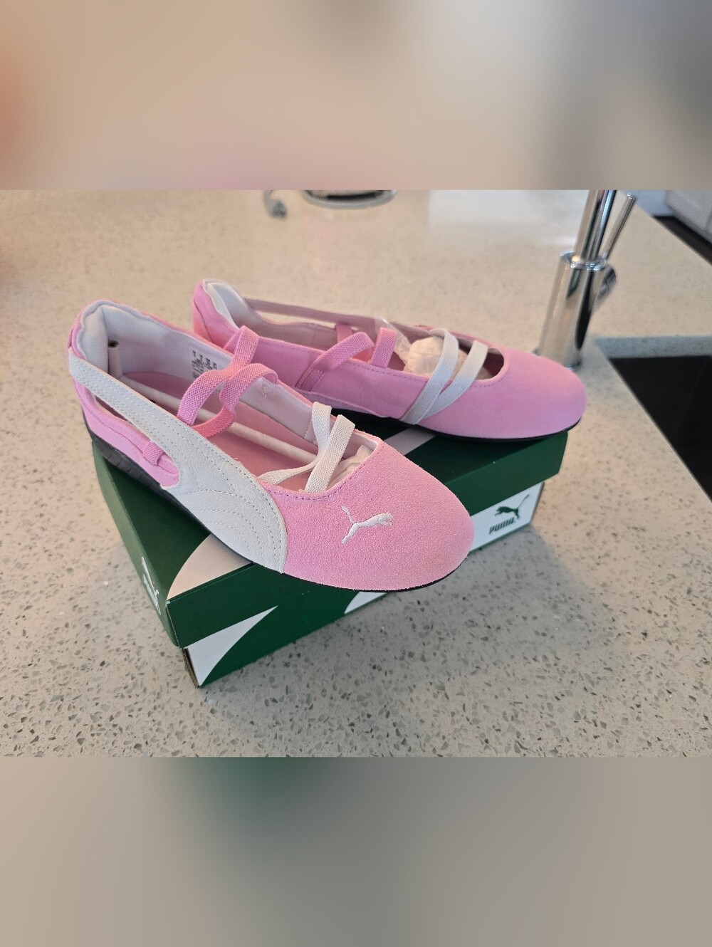 Puma Speed Ballet Flats- Pink White Suede - 38 - Picture 4 of 16